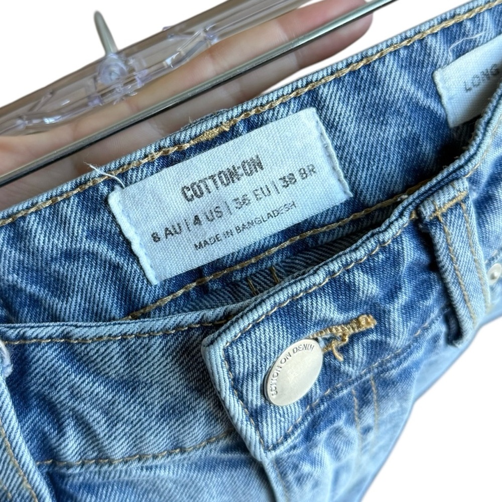 Cotton On Long Straight High Rise Light Wash Denim Jeans Size 4 - Picture 8 of 12